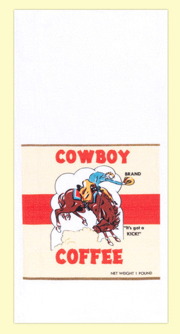 Red and White Kitchen Retro Cowboy Coffee Flour Sack Towel 100% Cotton