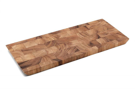 A perfect way to serve your prepared meats. This Bowery End Grain Cheese and Charcuterie Board is made from gorgeous acacia wood. Unlike traditionally made boards, end grain construction is less dulling to cutlery because the wood grain direction accommod
