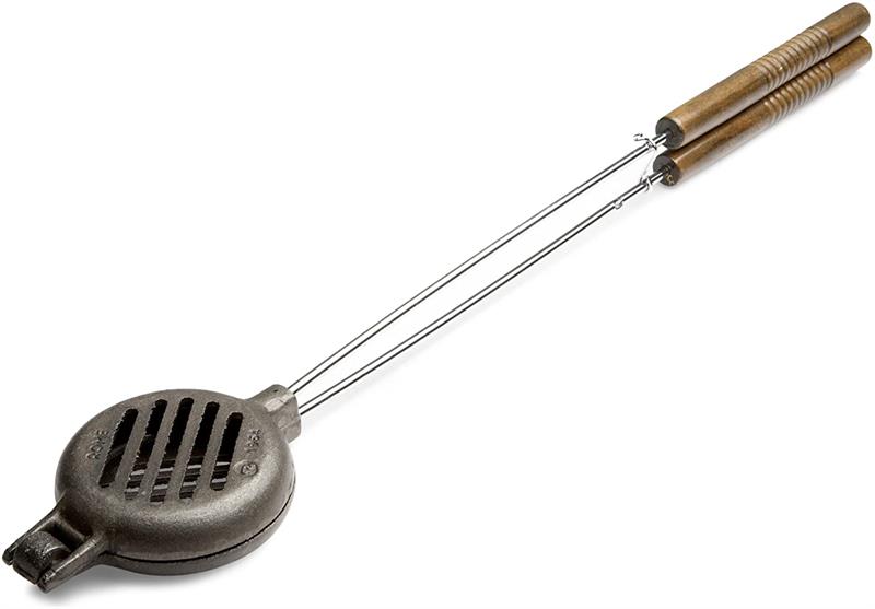 This cast iron griller is a great way to cook burgers, salmon patties and crab cakes over a campfire or firepit without the hassles of using a large grill grate. Fill the cooking cavity with meat, close the lid and hold over the heat source.