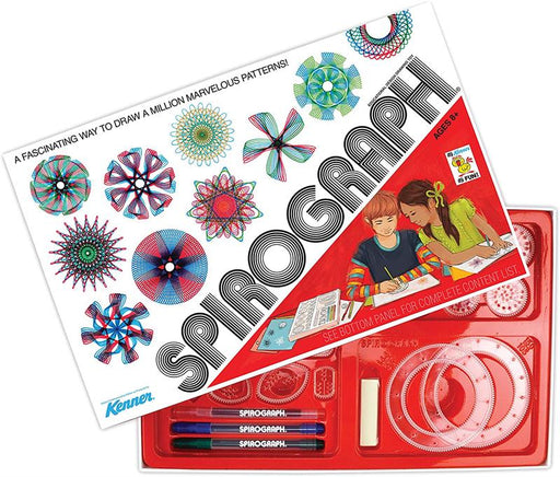 THIS COMMEMORATIVE EDITION Spirograph set is a reproduction of the originaljust like you rememberfeaturing throwback packaging and retro graphics!
