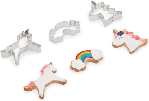 Fun-to-decorate Unicorn and Rainbow-themed designs featuring Unicorn head, Unicorn and rainbow with clouds for magical, mythical, fantasy-filled treats! Perfect cookie cutter shapes to add that magical touch to kids birthday parties, graduation parties an