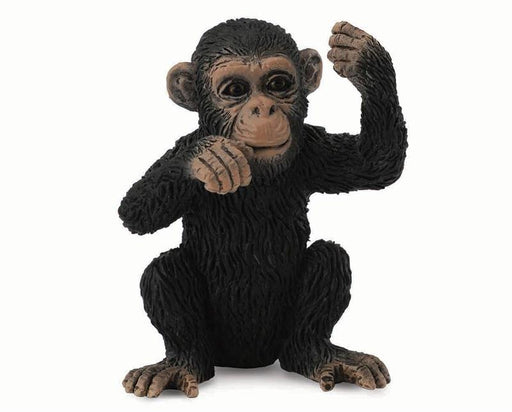 CollectA's Chimnpanzee Cub (Baby) figurine toy measures 1.2"L x 1.6"H. Ages 3 and up. 1:18 Scale.