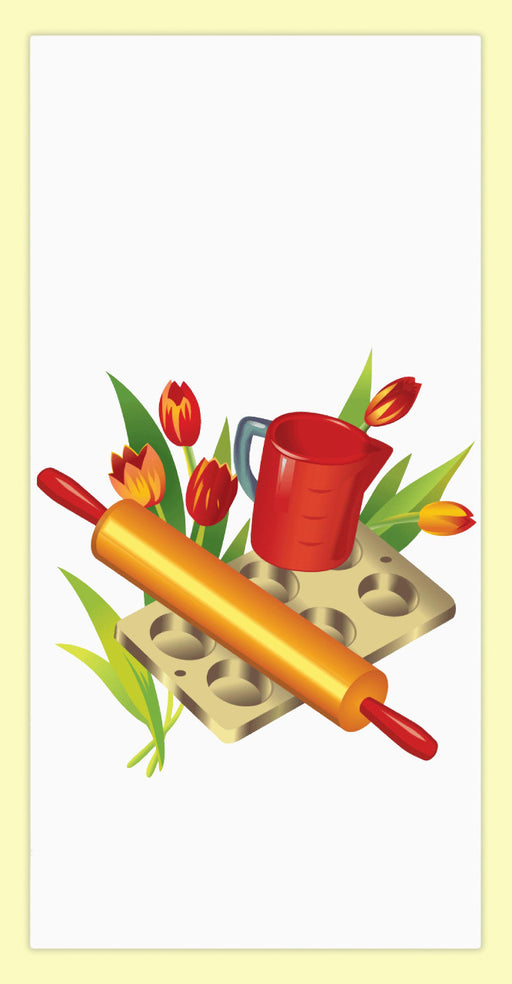 Red and White Kitchen Retro Bake Off Flour Sack Towel 100% Cotton