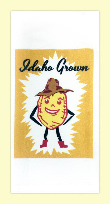 Red and White Kitchen Retro Idaho Grown Tater Flour Sack Towel 100% Cotton