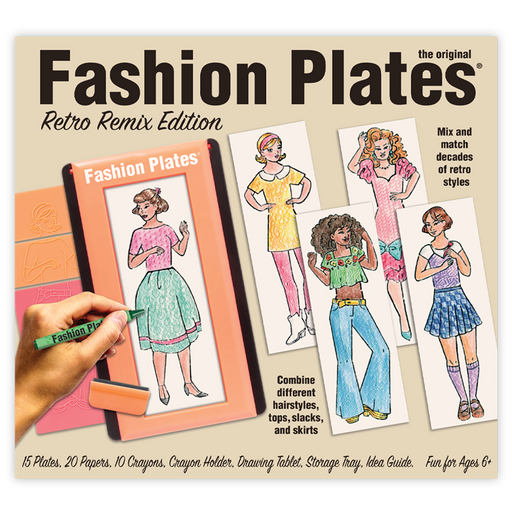 Mix and match your favorite retro fashions from the 40s, 50s, 60s, 70s, 80s and 90s in this classic rubbing plate design set that spans the decades! Combine different hairstyles, tops, slacks and skirts for your retro fashion portfolio!