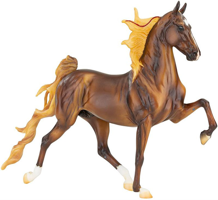 An American breed developed in the late 1800s, once known as the Kentucky Saddler, the Saddlebred is known for its smooth and showy movement.