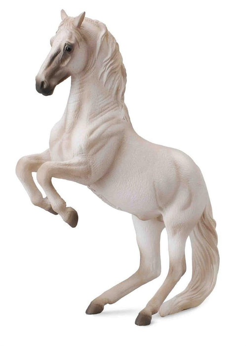 Levade, rearing, white stallion toy horse