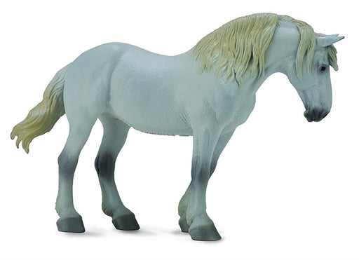 White or grey draft horse model toy horse figurine