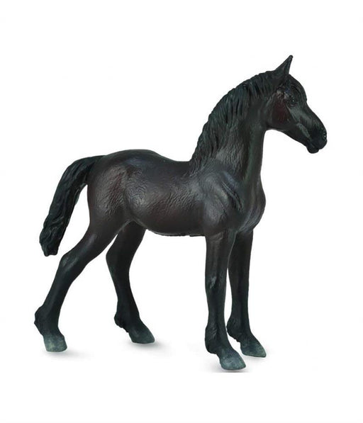 The breed is known for a brisk, high-stepping trot. The Friesian's temperament is considered active, and energetic, but also gentle and docile. This adorable foal measures 11cm x 10.8cm.