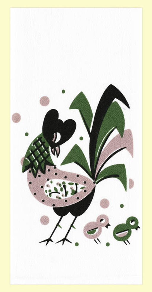 Red and White Kitchen Retro Jazzy Rooster Flour Sack Towel 100 % Cotton