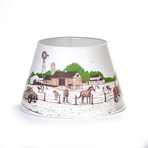 Bring farmhouse flair to your Aladdin table lamp. This exclusive parchment shade features artwork by renowned local artist Dennis Lipp, perfect for adding a touch of dÃ©cor to your home. Fits Aladdin Kerosene Mantle Lamps
