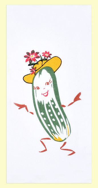 Red and White Kitchen Retro Mrs. Pickle Flour Sack Towel 100% Cotton