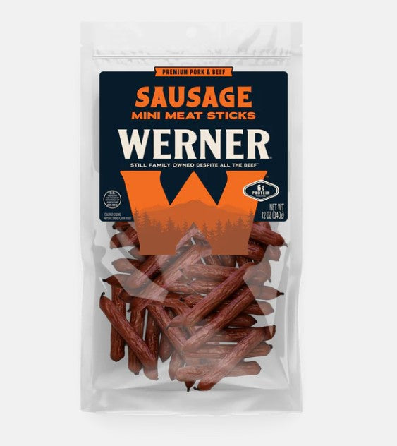 Werner 12 oz Mini Sausage Sticks - Tangy Pork & Beef Meat Snacks — Jack ...