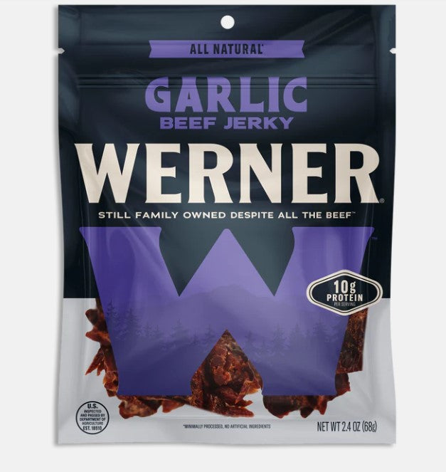 Werner 2.4 oz. All Natural Garlic Beef Jerky