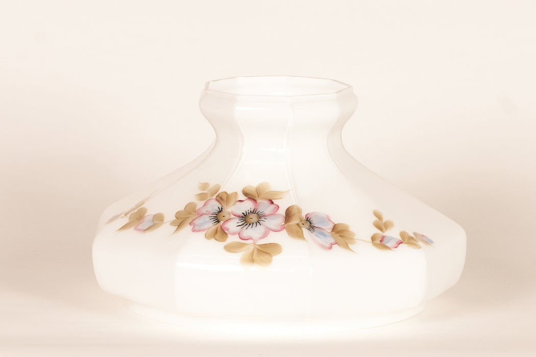 Aladdin Lamps #M741 Classic Milk Glass Panel Lamp Shade with Hand Painted Morning Glory Flowers
