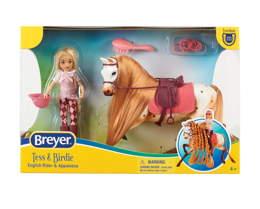 Breyer Freedom Series Tess & Birdie English Rider & Horse Set with Brushable Hair - Interactive Play Set