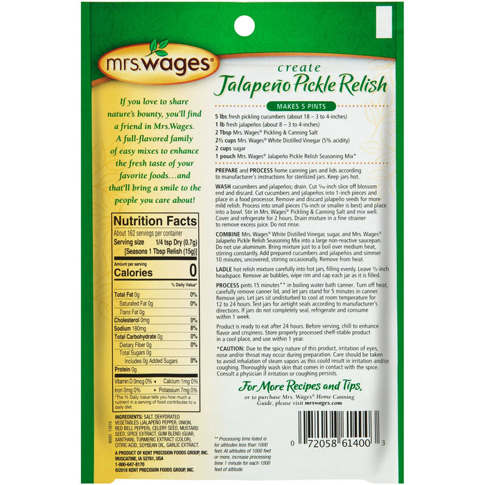 Java Jacks Relish Mrs. Wages Jalapeño Relish Mix Home Canning Seasoning Spicy Pepper ...