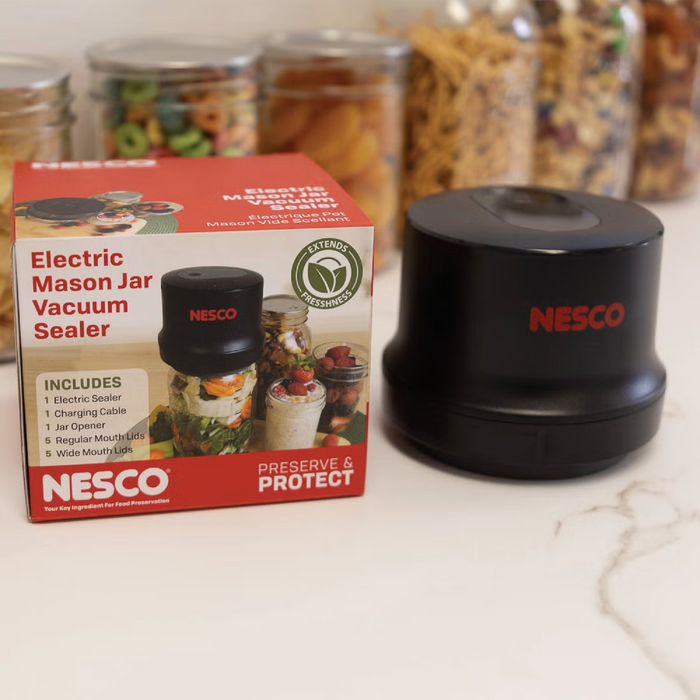 Nesco 2-in-1 Mason Jar Vacuum Sealer - Preserve Food Freshness in Canning Jars