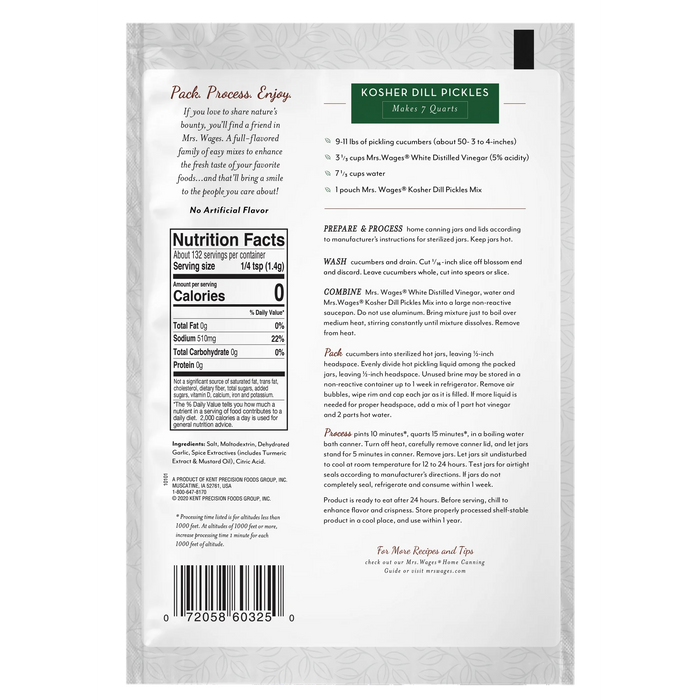 Mrs. Wages Kosher Dill Pickle Seasoning Mix for Home Canning