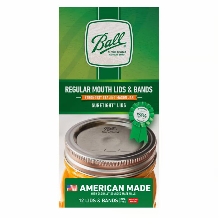 Ball Regular Mouth Canning Lids & Bands 12-Pack - Essential Preserving Supplies