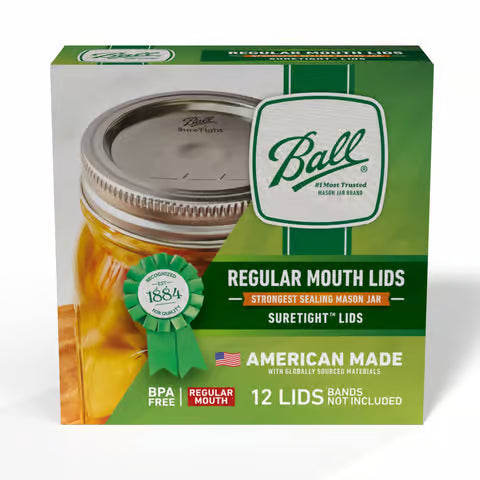Ball Regular Mouth Canning Lids Only 12-Pack - USA Made Replacement Lids