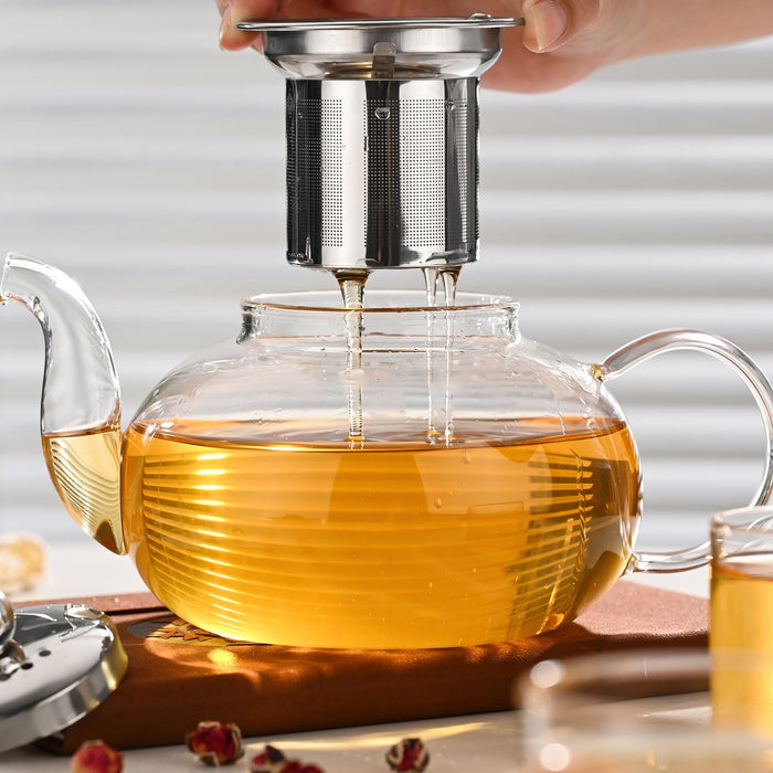 Fox Run Glass Teapot with Infuser – 4 Cup Loose Leaf Tea Pot