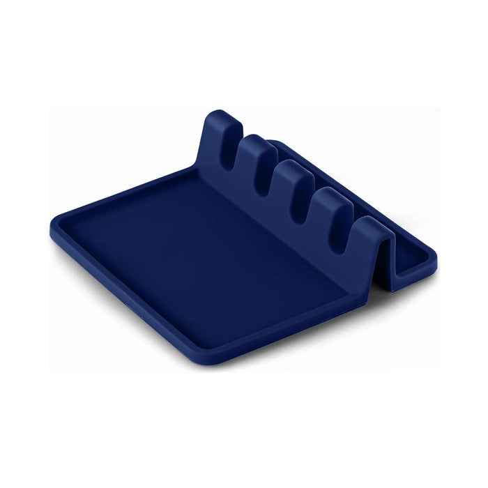Fox Run Silicone Utensil Drip Holder & Spoon Rest – Navy Blue Countertop Rack