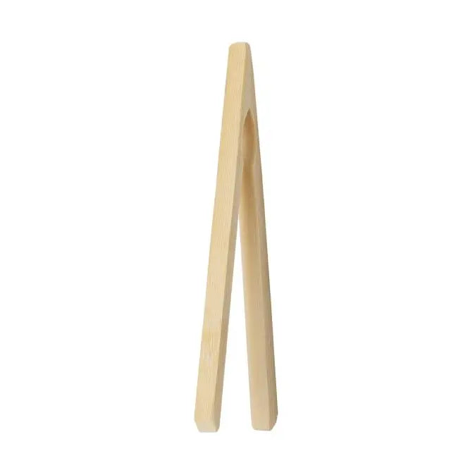 Bamboo Toast Tongs 6.5 Inch - Heat Safe Wooden Toaster Tongs