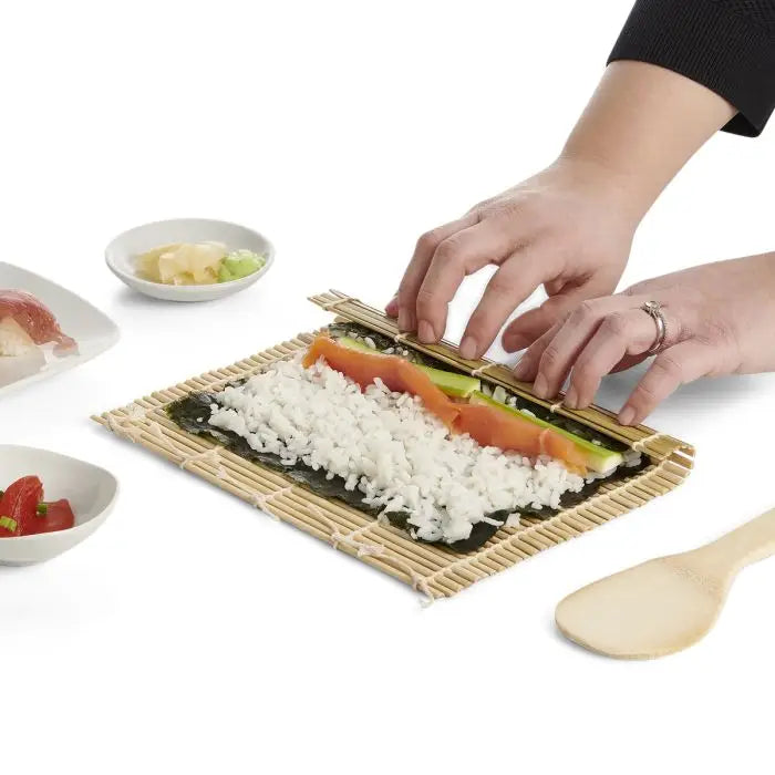 Helen's Asian Kitchen Bamboo Sushi Mat with Paddle - Sushi Rolling Kit