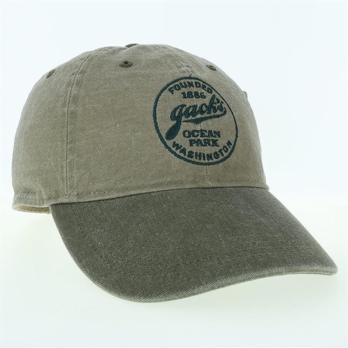 Jack's Country Store Logo Hat - Khaki Baseball Cap with Conifer Green Embroidery