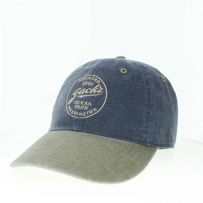 Jack's Country Store Logo Hat - Navy Blue Baseball Cap with Khaki Embroidery