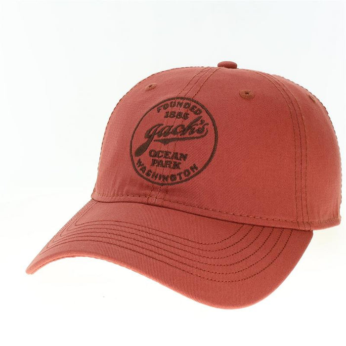 Jack's Country Store Logo Hat - Marsala Red Baseball Cap with Black Embroidery
