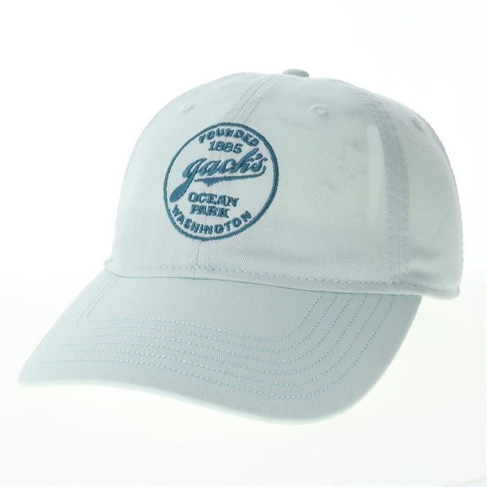 Jack's Country Store Logo Hat - Light Blue Baseball Cap with Dark Blue Embroidery