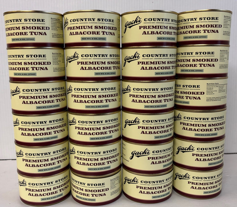 Jack's Premium Smoked White Albacore Tuna - Case of 24 Cans (8 oz each), Gourmet Wild Caught Bulk