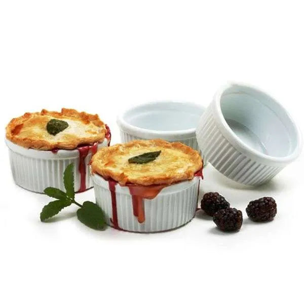 NorPro Porcelain Ramekins Set of 4 - 8 oz White Baking Dishes for Crème Brûlée, Soufflé