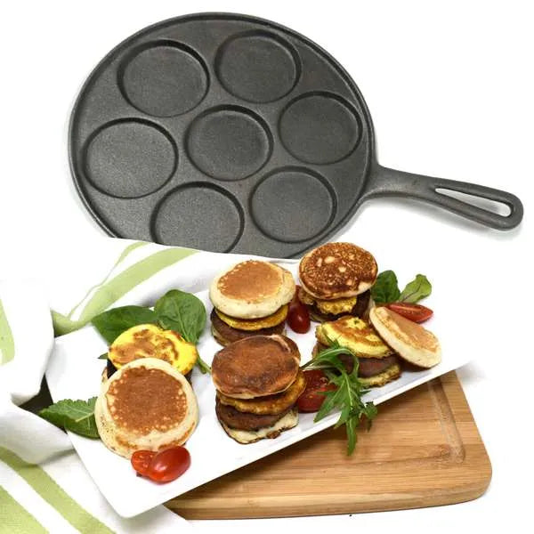 NorPro Cast Iron Plett Pan - 7 Cavity Pancake and Aebleskiver Maker