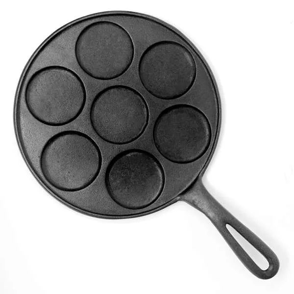 NorPro Cast Iron Plett Pan - 7 Cavity Pancake and Aebleskiver Maker