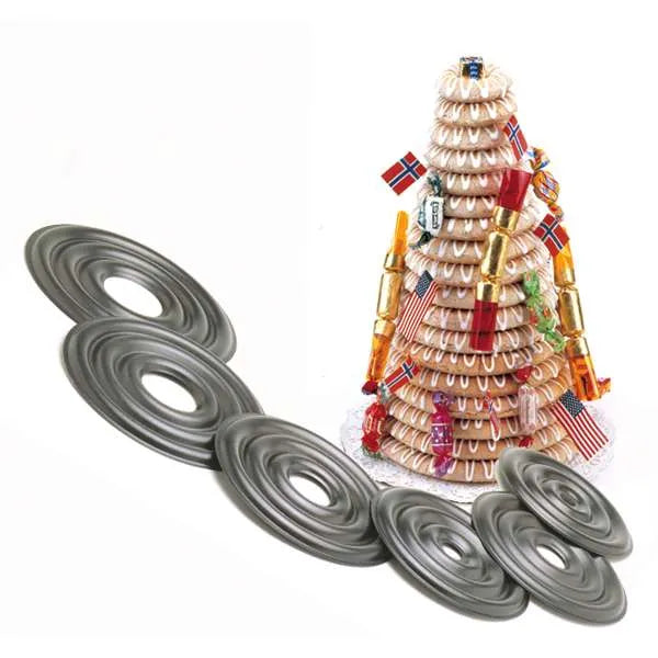 NorPro Nonstick Kransekake Cake Pan Set - Norwegian Tower Cake Molds
