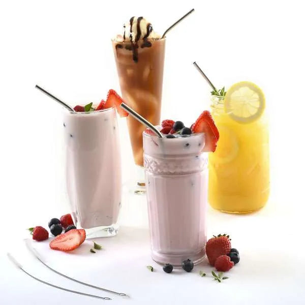 Reusable Stainless Steel Drinking Straws with Cleaning Brush