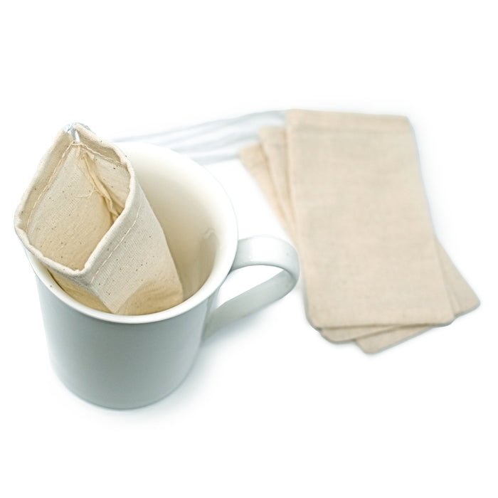 NorPro Cotton Brew Bags - 4 Pack Reusable Muslin Strainer Bags for Tea, Coffee, Spices
