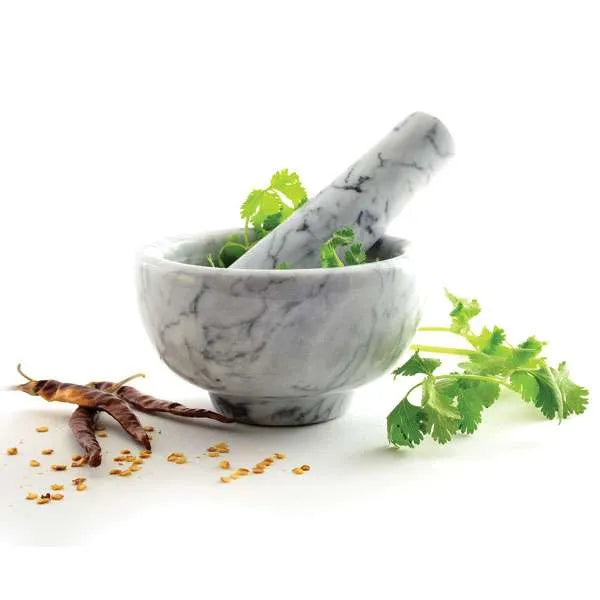 NorPro Marble Mortar and Pestle - Professional Spice Grinder and Herb Crusher