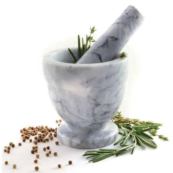 Norpro 695 Natural Marble Mortar and Pestle - 6 Ounce Spice Grinder