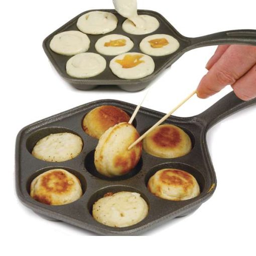 NorPro #3114 Cast Iron Aebleskiver Pan for Stuffed Pancakes, Munk Pan