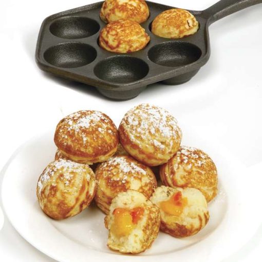 NorPro #3114 Cast Iron Aebleskiver Pan for Stuffed Pancakes, Munk Pan