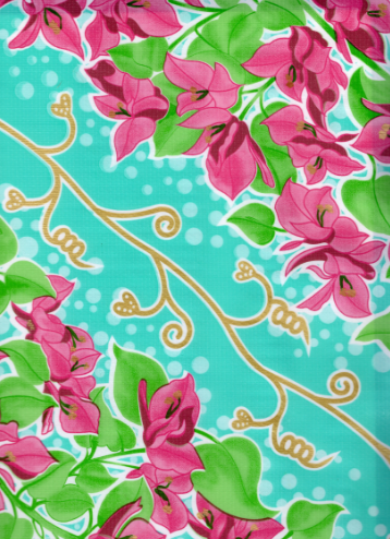 Avalon on Aqua Oilcloth Fabric Full Bolt - 12 Continuous Yards, 47.5" Wide