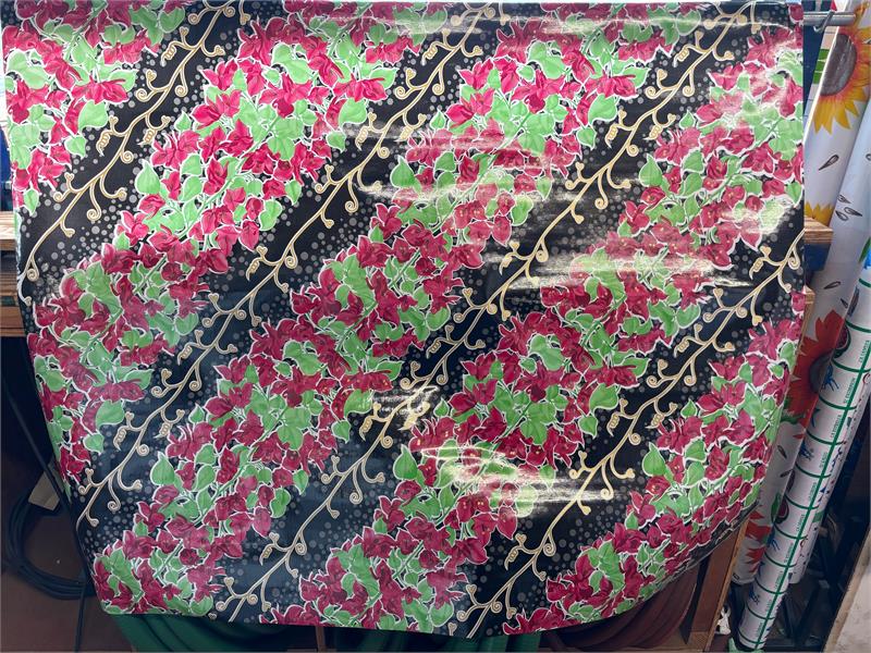 Avalon on Black Oilcloth Fabric Full Bolt - 12 Continuous Yards, 47.5" Wide