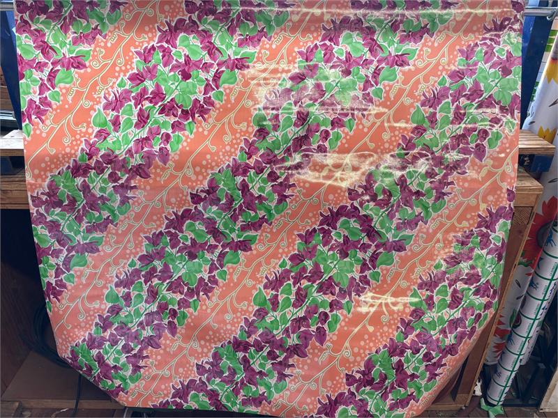 Avalon on Salmon Pink Oilcloth Fabric by the Yard - 47.5" Wide