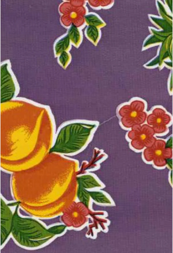 Cane on Purple Oilcloth Fabric by the Yard - 47.5" Wide