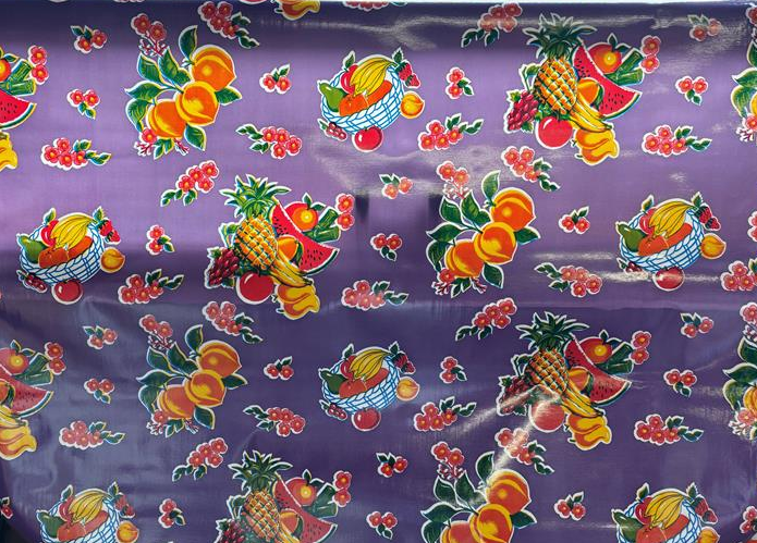 Cane on Purple Oilcloth Fabric by the Yard - 47.5" Wide