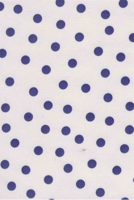 Dark Blue Polka Dots on White Oilcloth Fabric Full Bolt - 12 Continuous Yards, 47.5" Wide